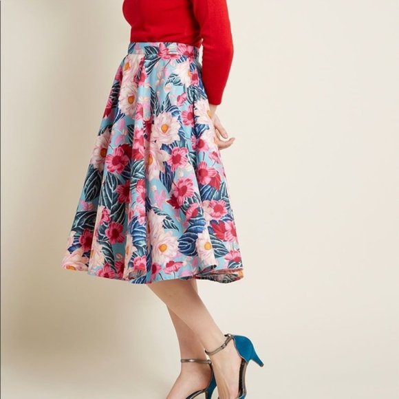 NWT Hell Bunny Nostalgic Awe A-Line Skirt Tropical - Picture 3 of 8